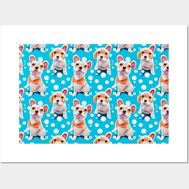 happy puppy pattern Wall Art by Depressed Bunny